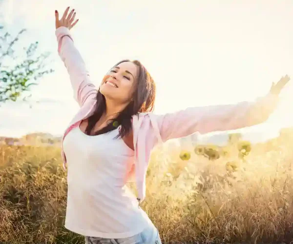 woman happy after treatment of spider veins